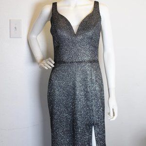 BICICI & COTY #41364 Grey Glitter Plunge Formal Dress (Size S)